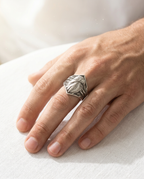 Falco - Şahin Figürlü Ayarlanabilir Çelik Erkek Yüzük