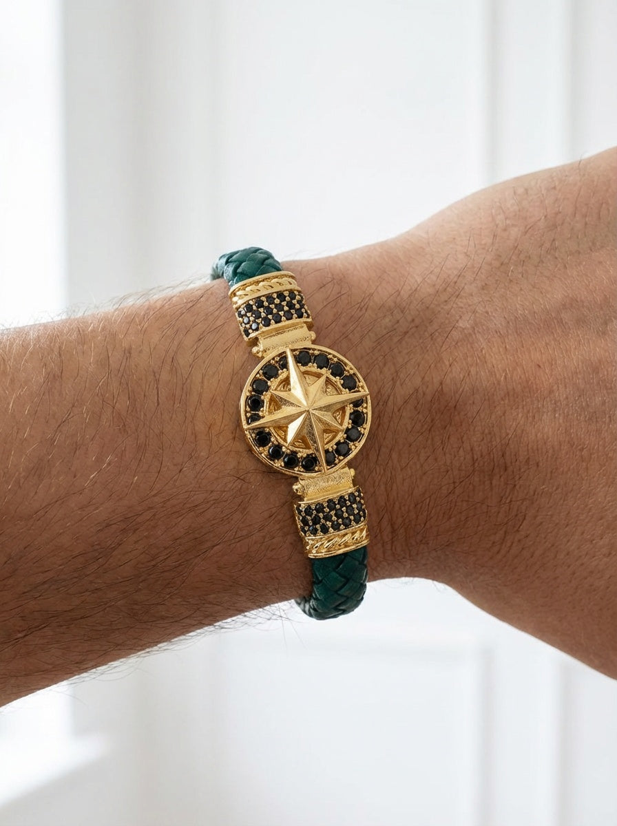 Cenova Bussola - Hakiki Deri Erkek Bileklik