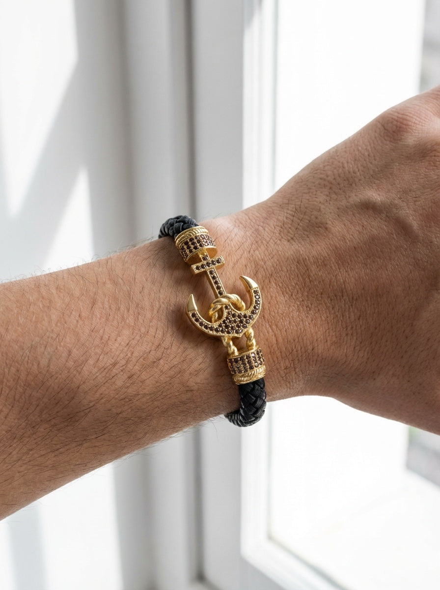 Venedik Ancora - Hakiki Deri Erkek Bileklik