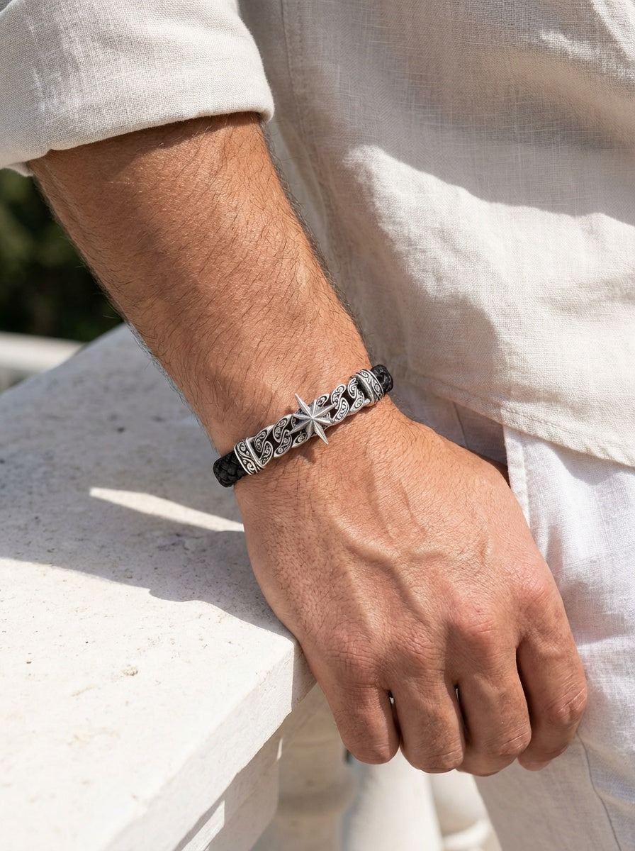 Roma Stella - Hakiki Deri Erkek Bileklik