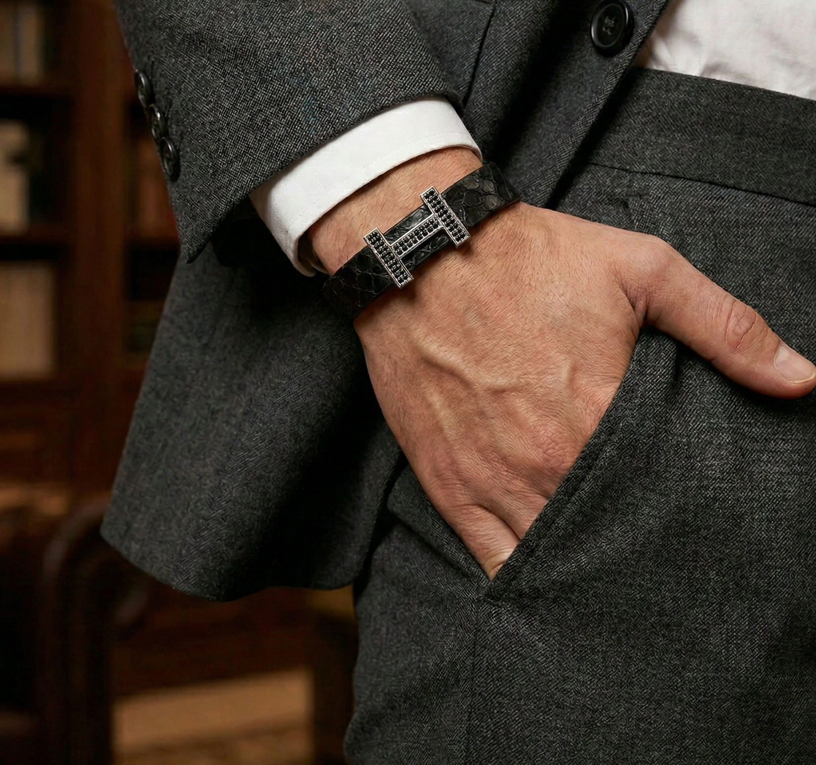 Serpente- İtalyan Yılan Derisi Bileklik