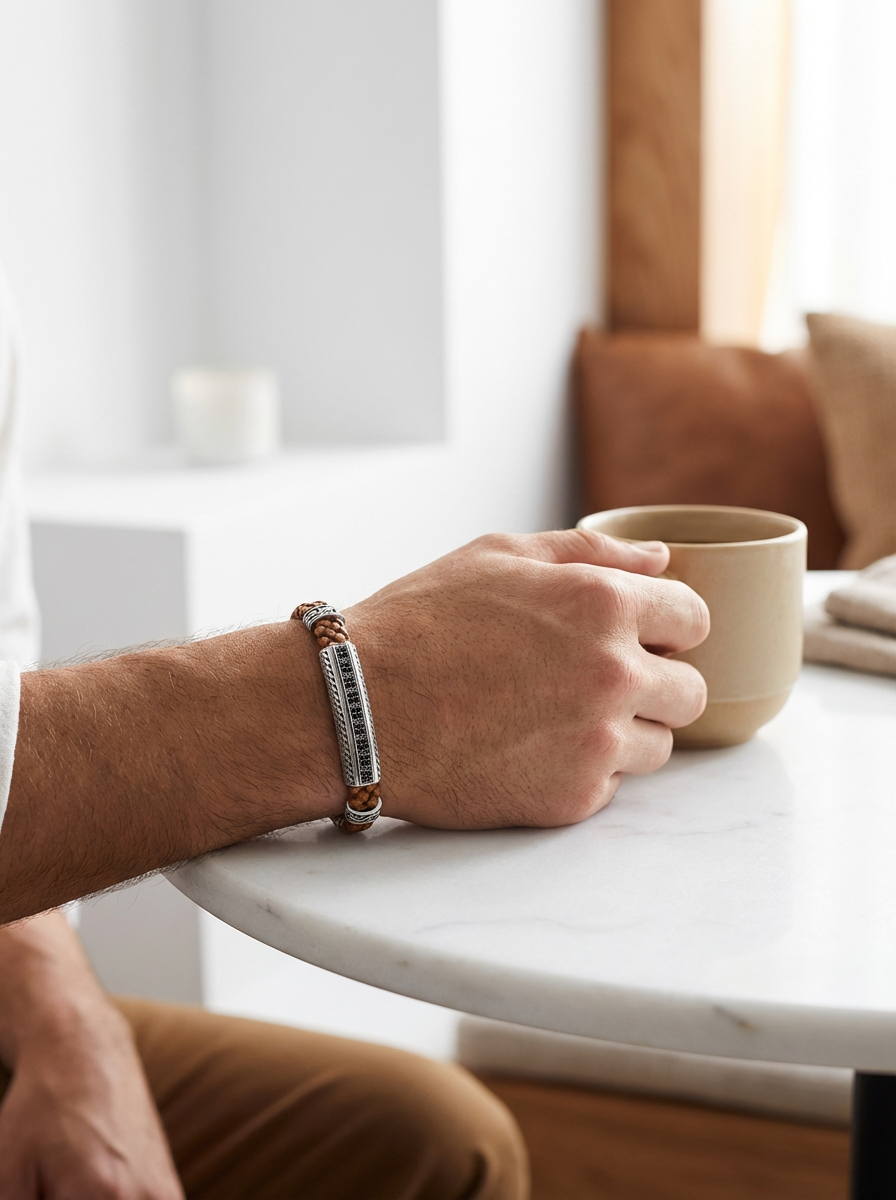 Floransa Striscia - Hakiki Deri Erkek Bileklik