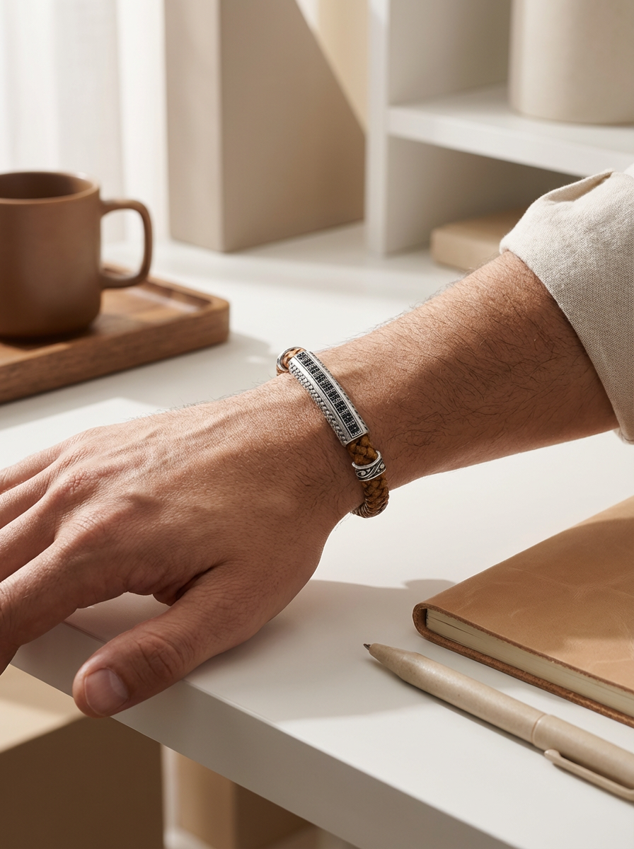 Floransa Striscia - Hakiki Deri Erkek Bileklik