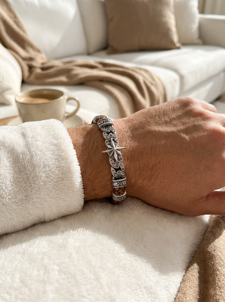 Roma Stella - Hakiki Deri Erkek Bileklik