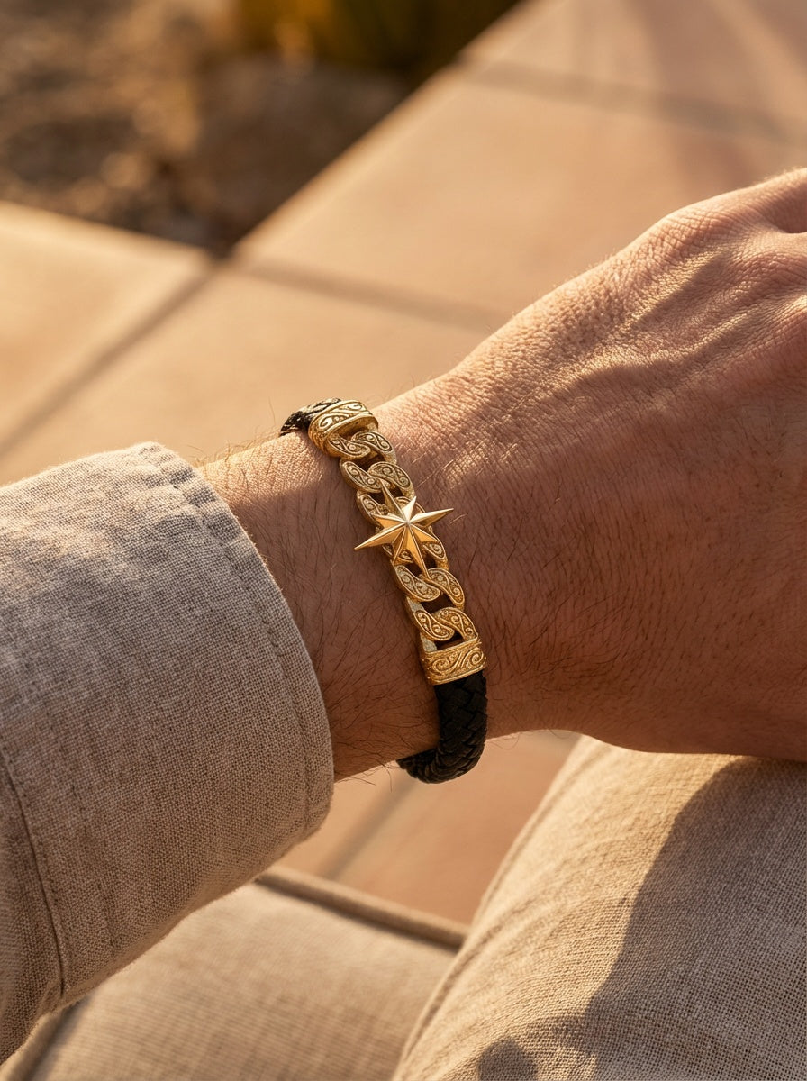 Roma Stella - Hakiki Deri Erkek Bileklik