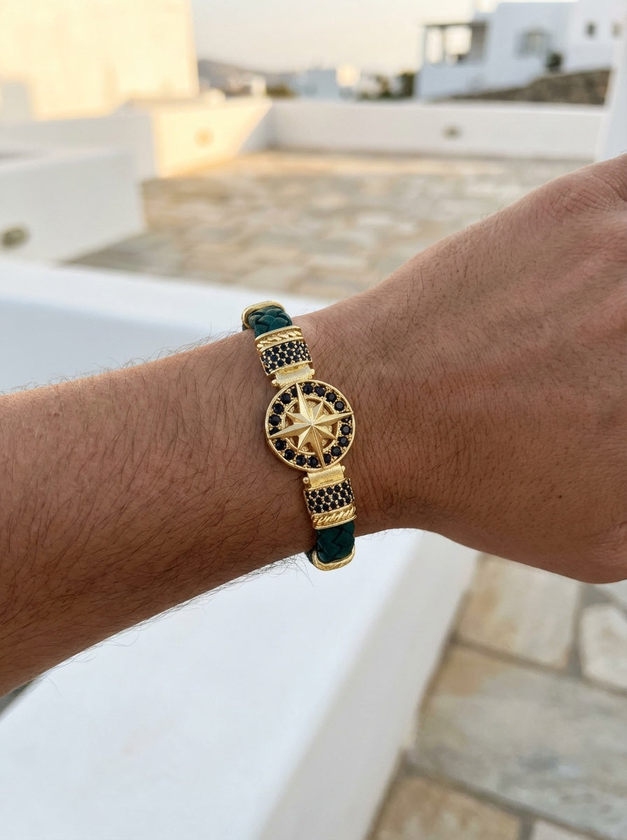 Cenova Bussola - Hakiki Deri Erkek Bileklik