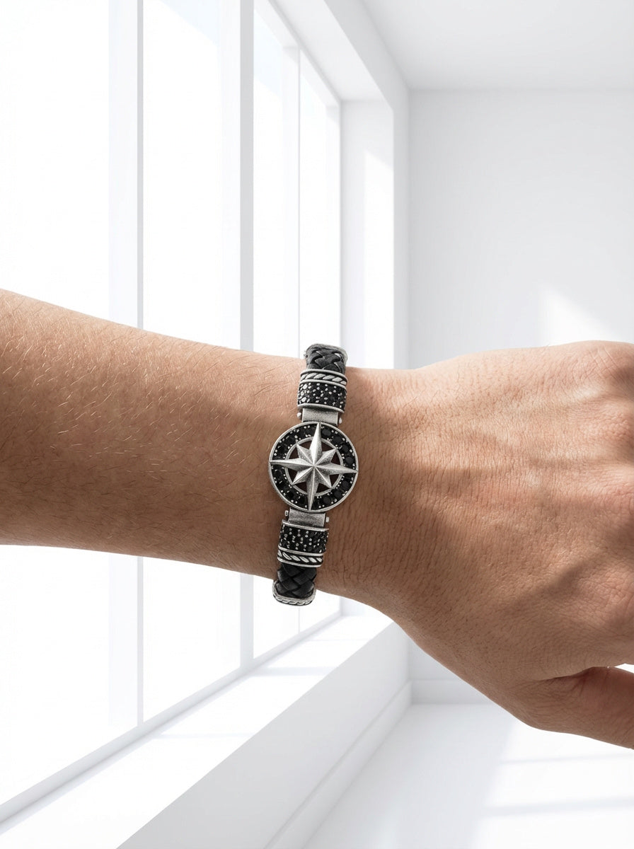 Cenova Bussola - Hakiki Deri Erkek Bileklik