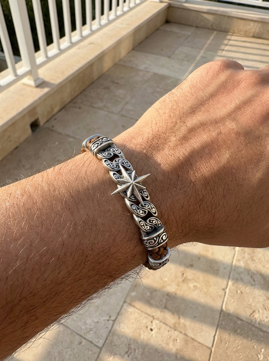 Roma Stella - Hakiki Deri Erkek Bileklik