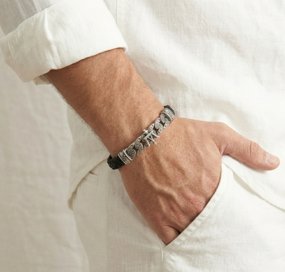 Ancona Rotta - Hakiki Deri Erkek Bileklik