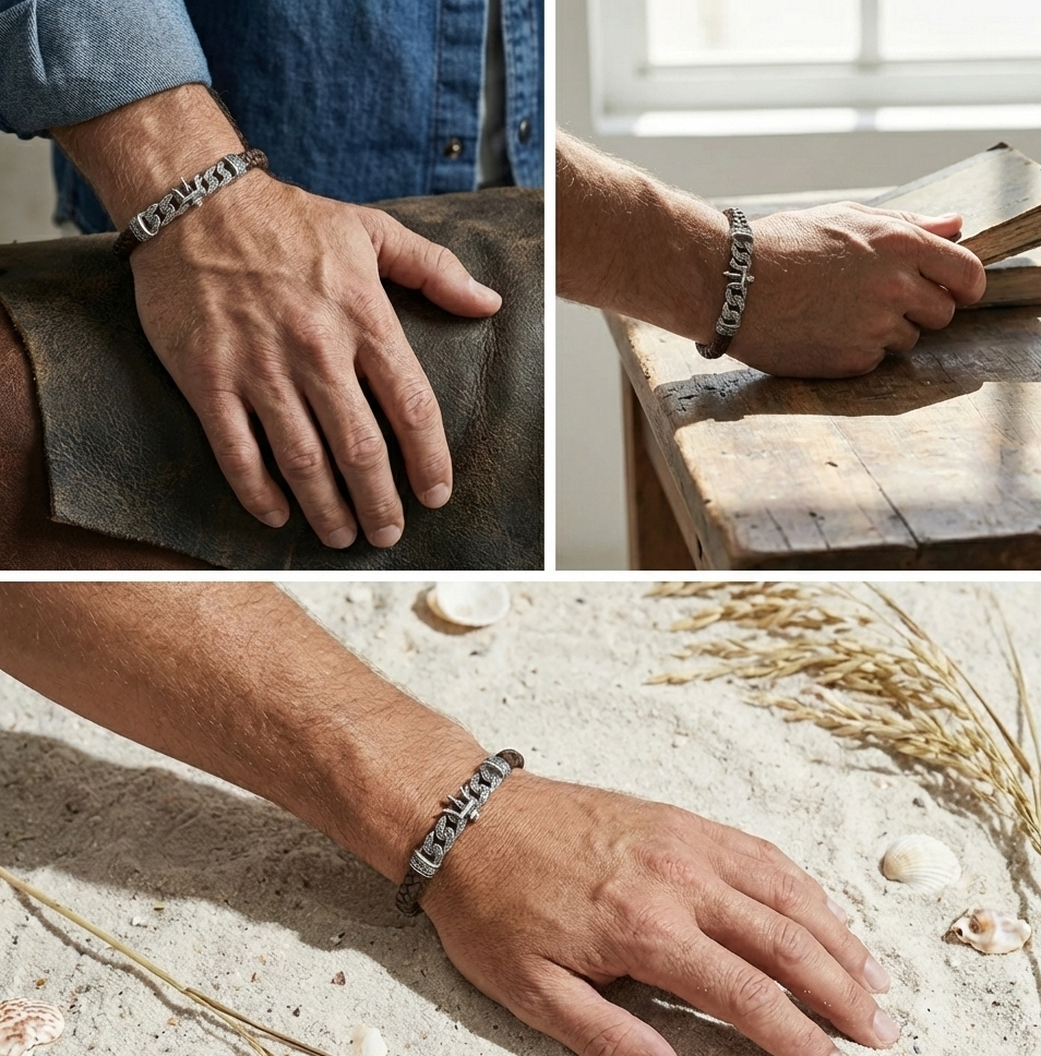 Ancona Rotta - Hakiki Deri Erkek Bileklik