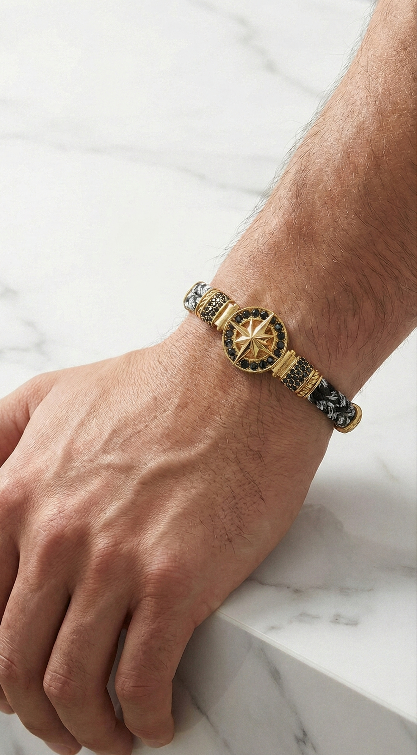 Cenova Bussola - Hakiki Deri Erkek Bileklik