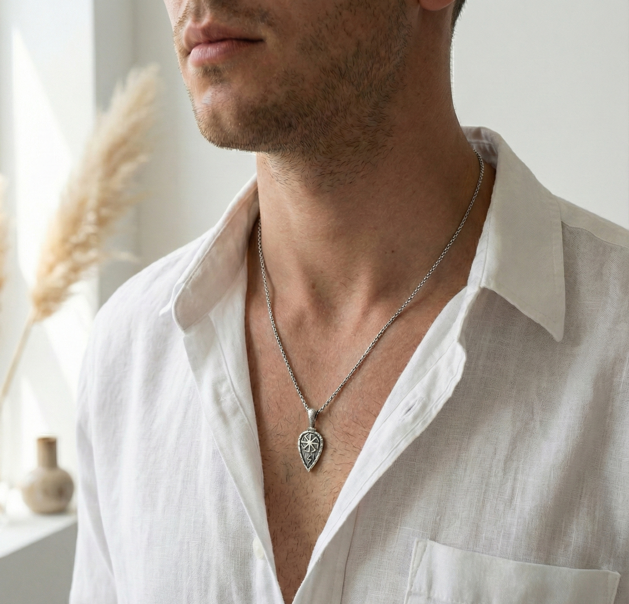 Scudo - Kalkan Figürlü Çelik Kolye