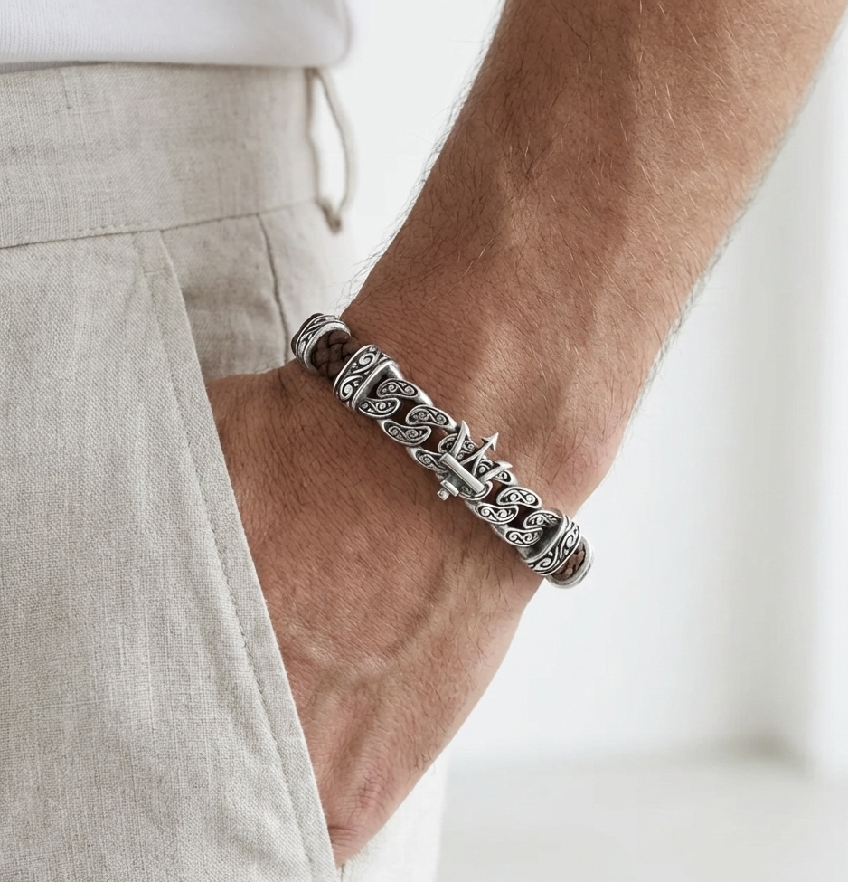 Ancona Rotta - Hakiki Deri Erkek Bileklik