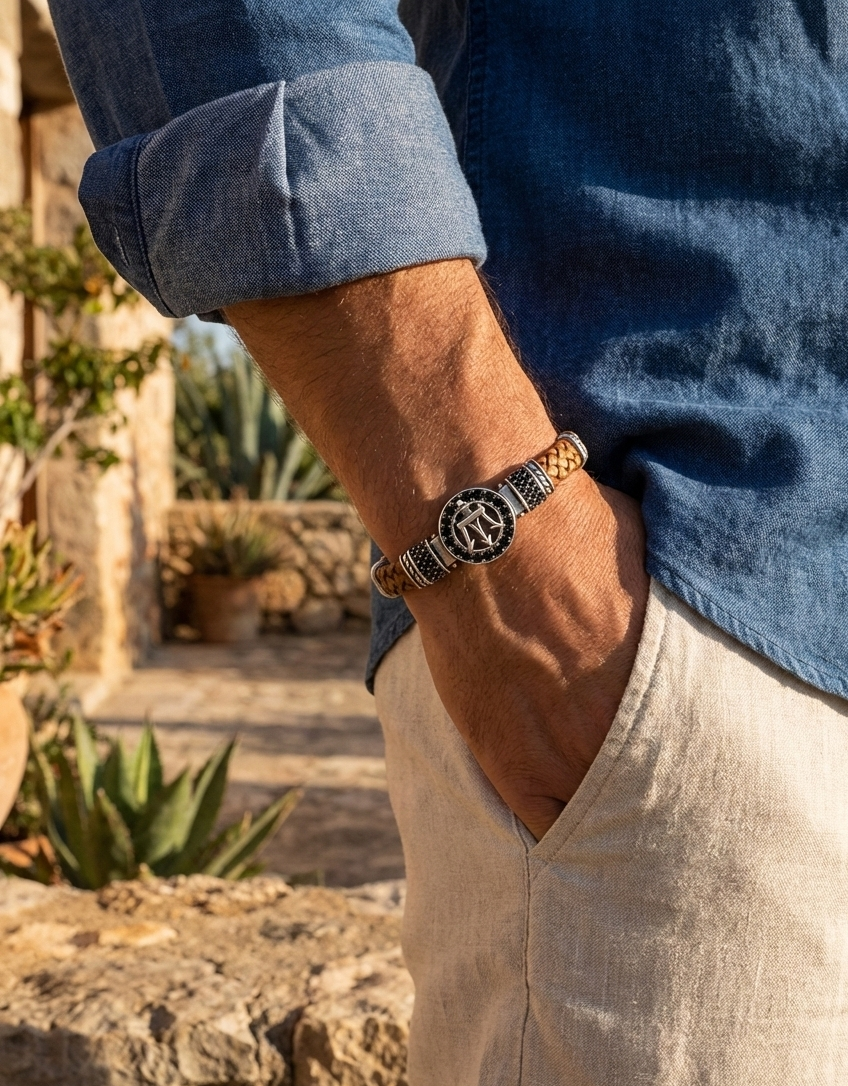 Ancona Rotta - Hakiki Deri Erkek Bileklik