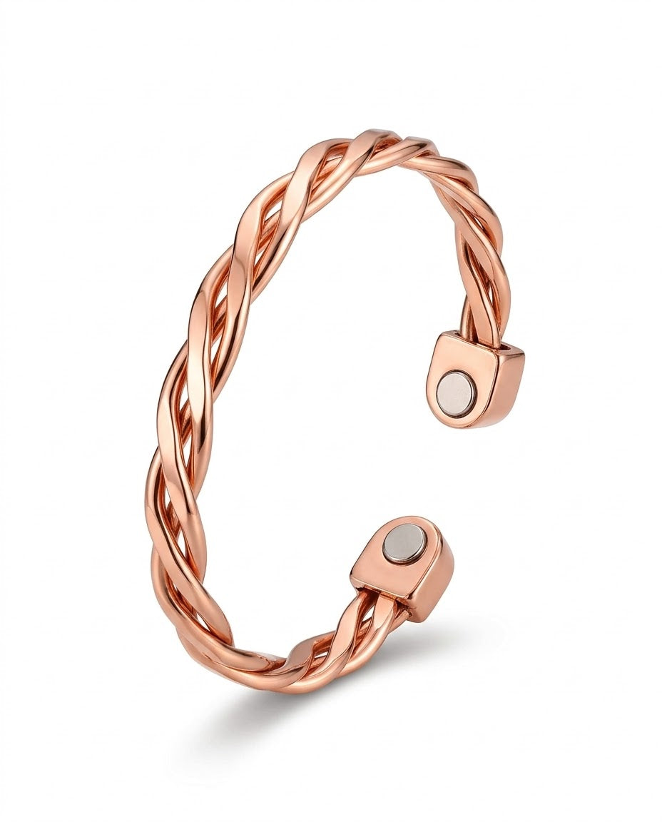 Treccia – Manyetik Bakır Kelepçe Bileklik (Örgü Desen)
