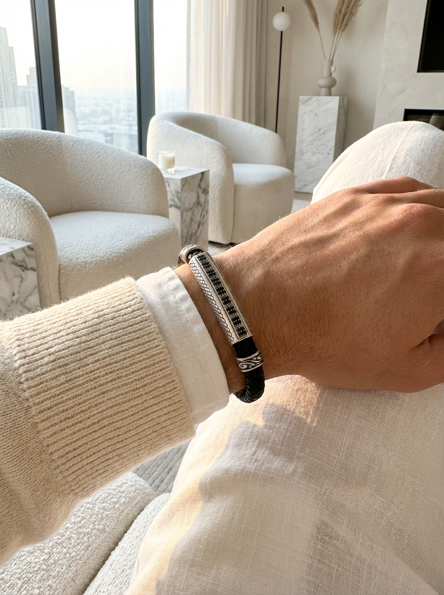 Floransa Striscia - Hakiki Deri Erkek Bileklik