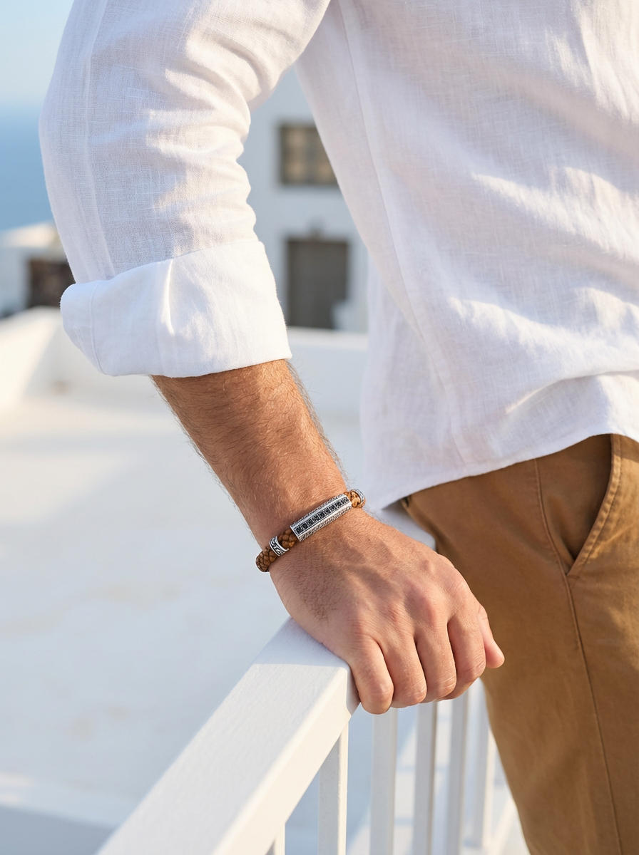 Floransa Striscia - Hakiki Deri Erkek Bileklik