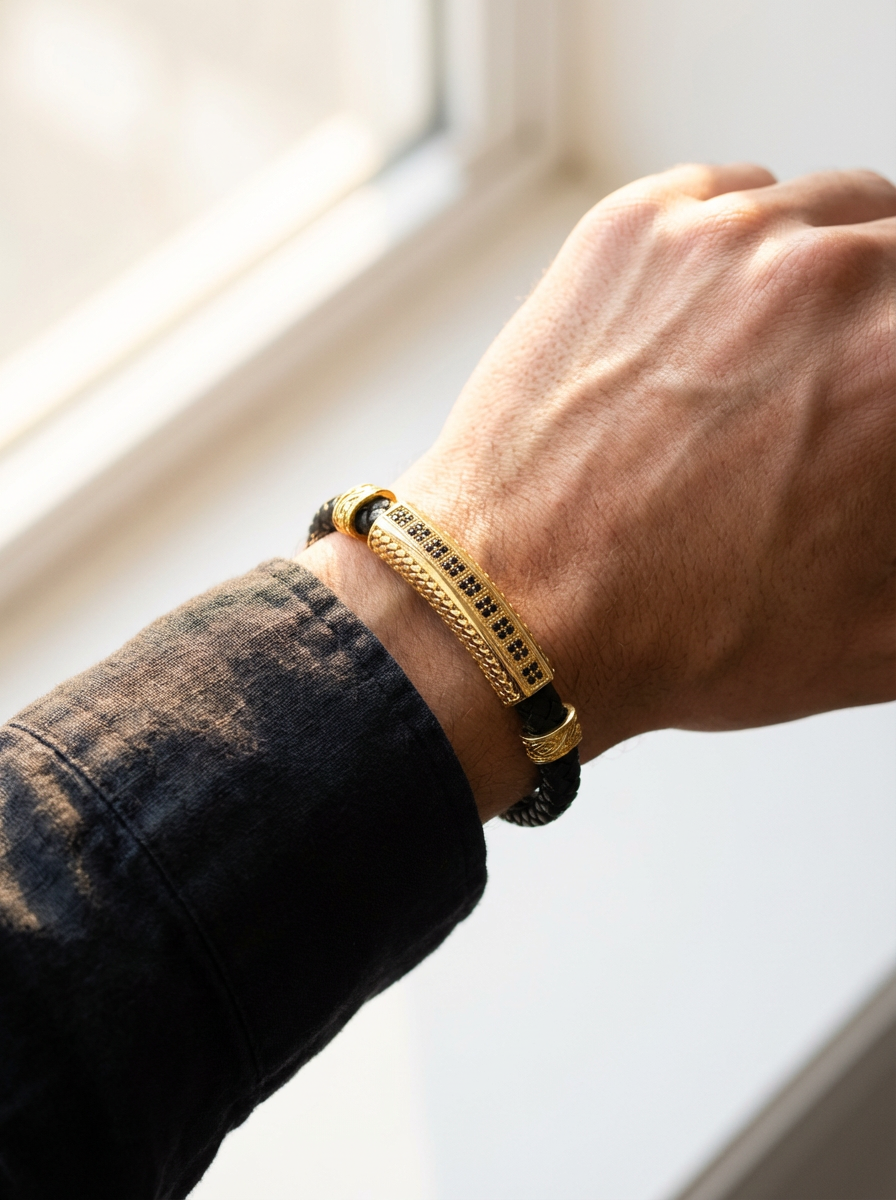 Floransa Striscia - Hakiki Deri Erkek Bileklik