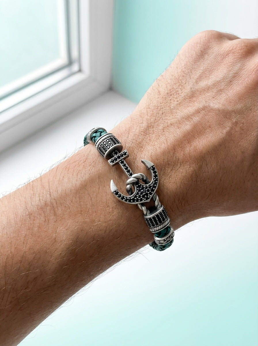 Venedik Ancora - Hakiki Deri Erkek Bileklik