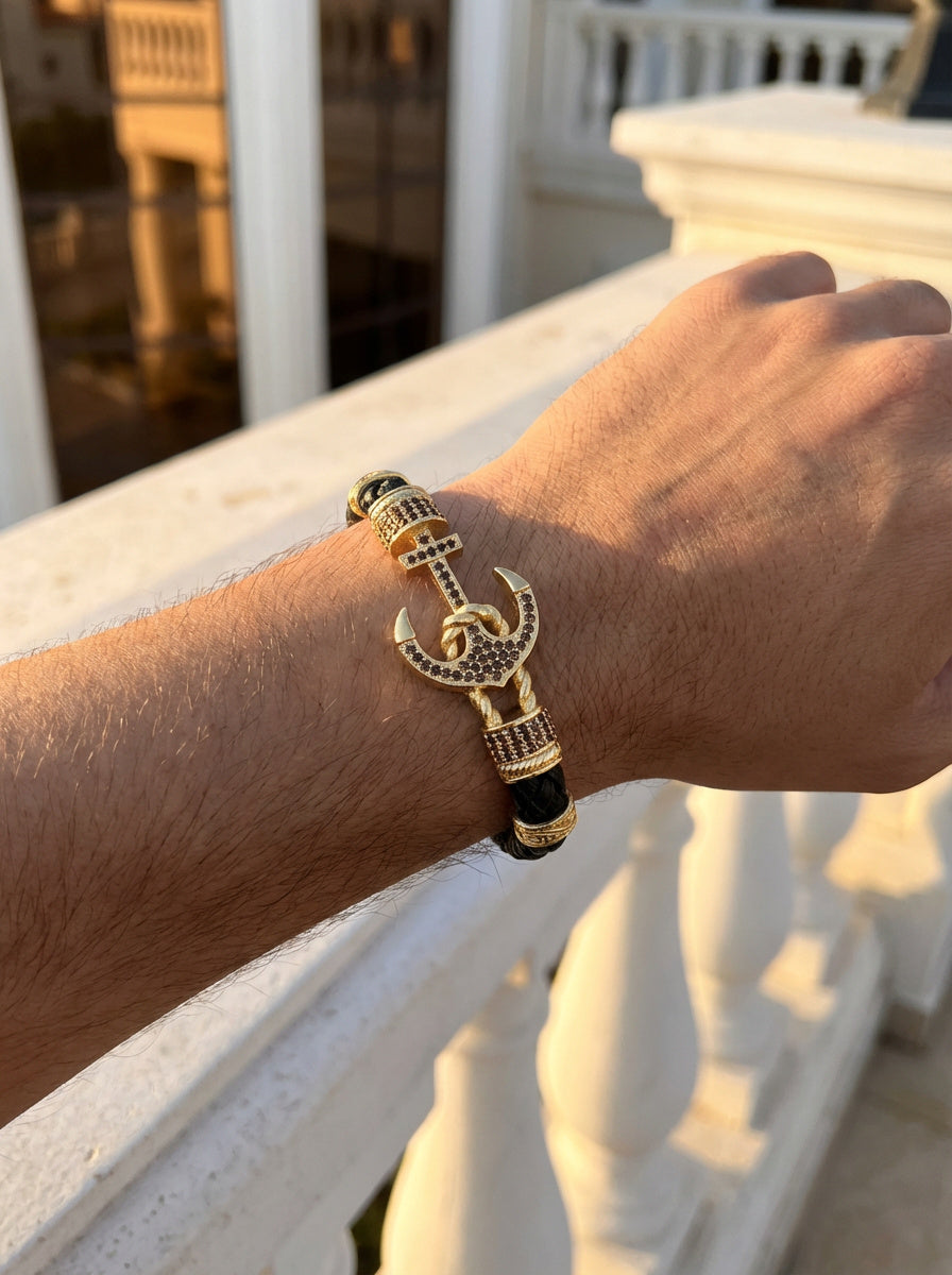 Venedik Ancora - Hakiki Deri Erkek Bileklik