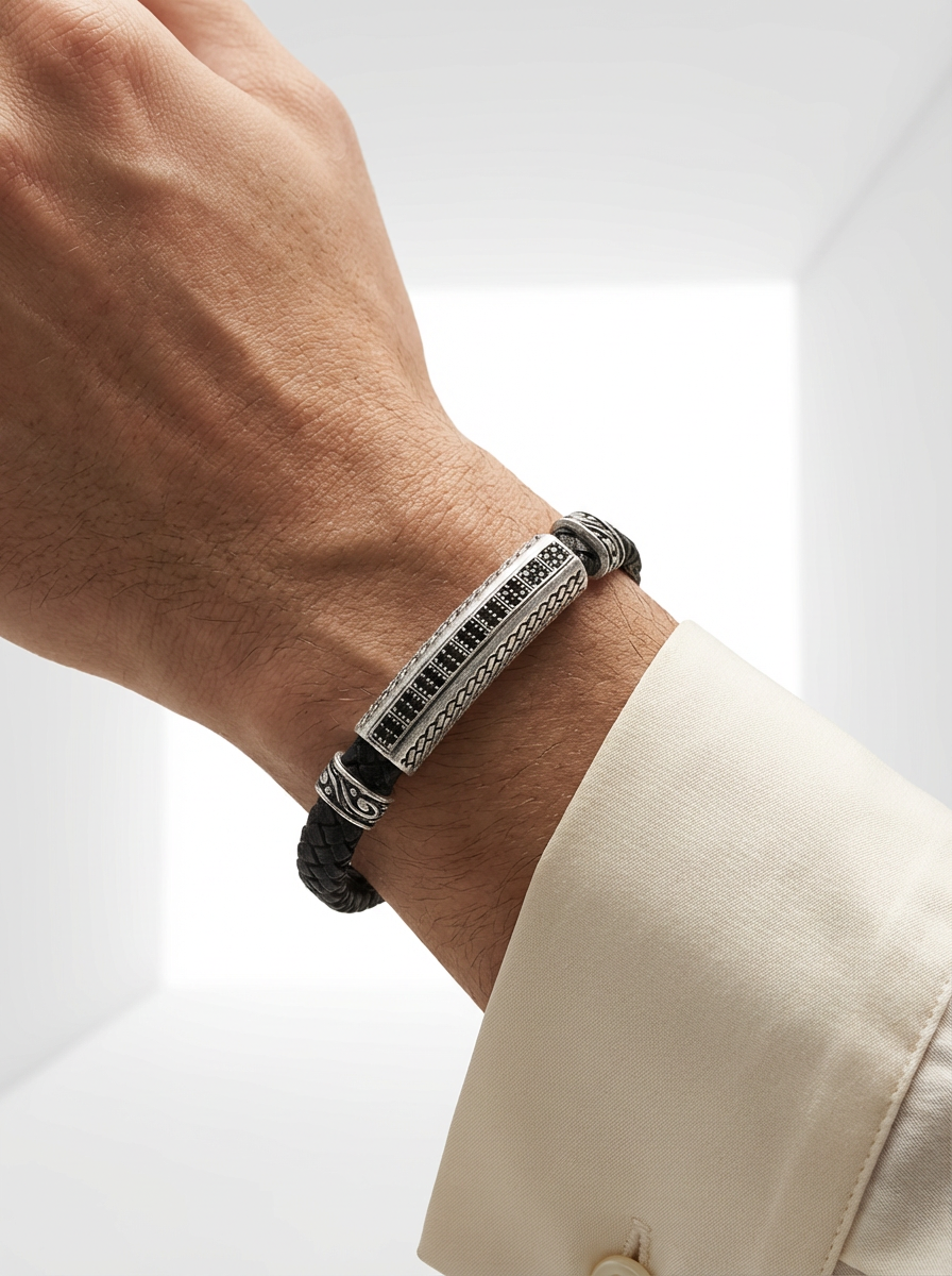 Floransa Striscia - Hakiki Deri Erkek Bileklik