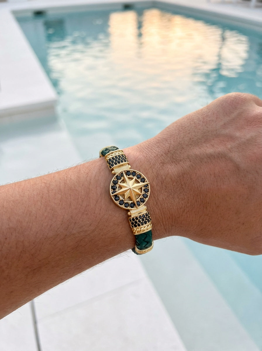 Cenova Bussola - Hakiki Deri Erkek Bileklik