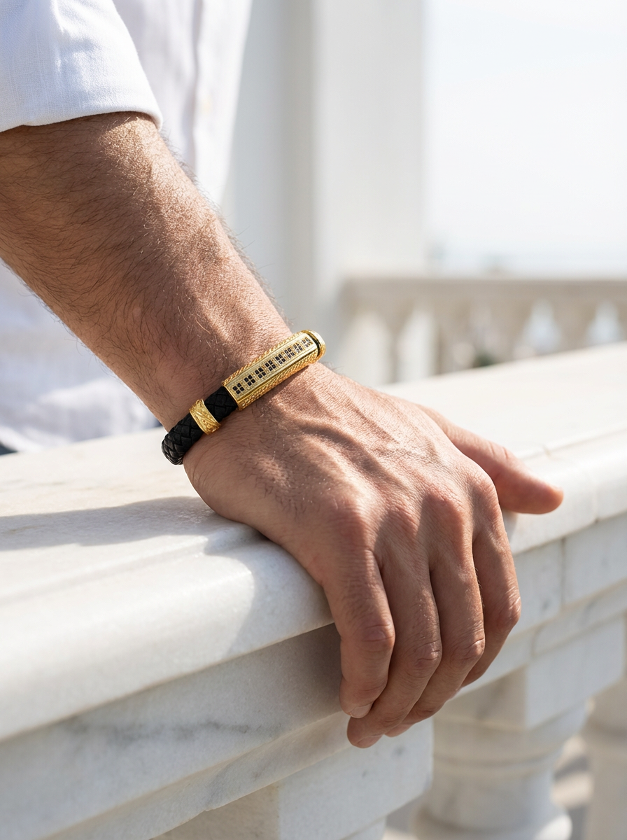 Floransa Striscia - Hakiki Deri Erkek Bileklik