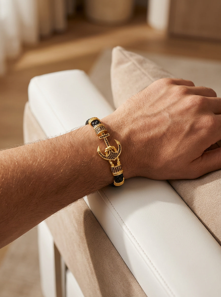 Venedik Ancora - Hakiki Deri Erkek Bileklik